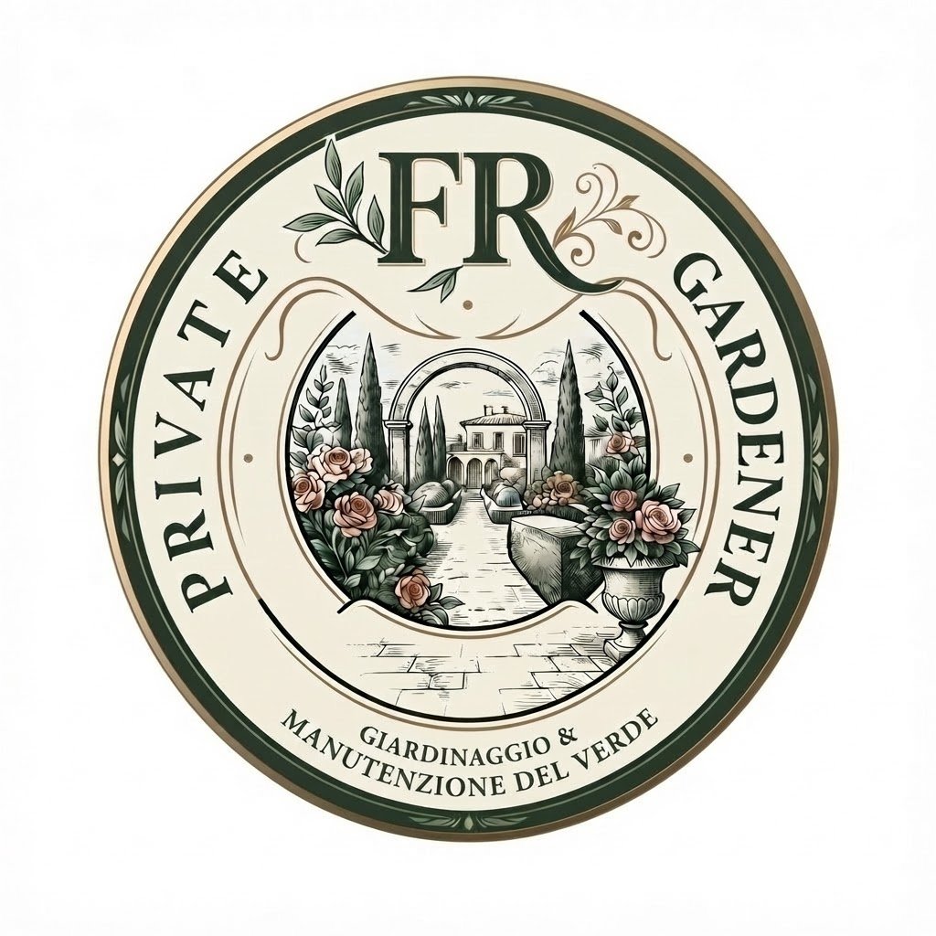 Emblema circolare PRIVATE GARDENER con monogramma FR